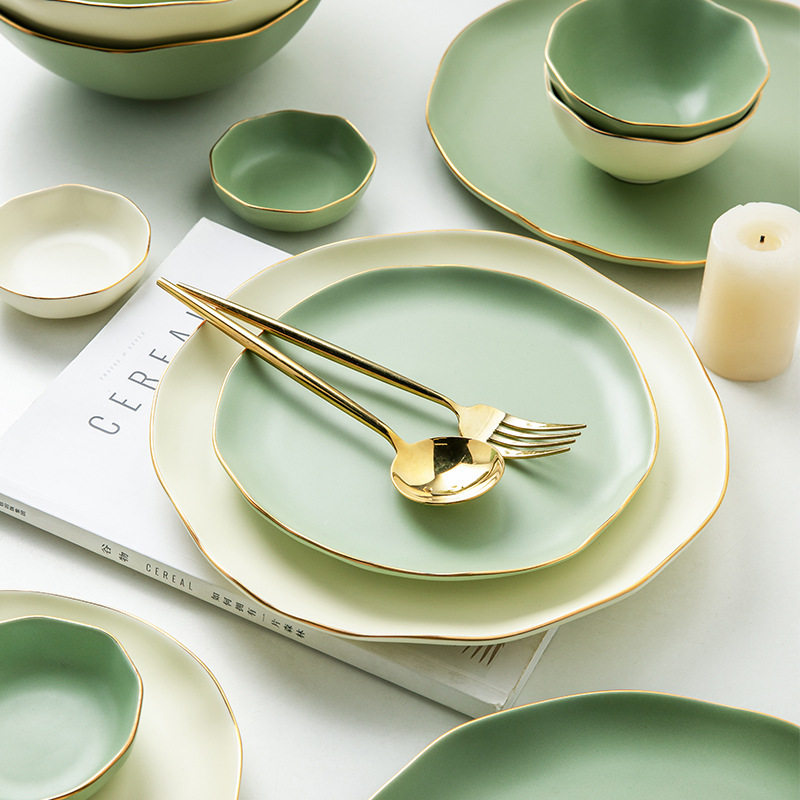 北欧碗碟套装家用轻奢饭碗家用碗盘子菜盘陶瓷餐具不规则乔迁礼品,餐饮具,碗,淘宝优惠券,粉丝福利购,淘宝优惠卷