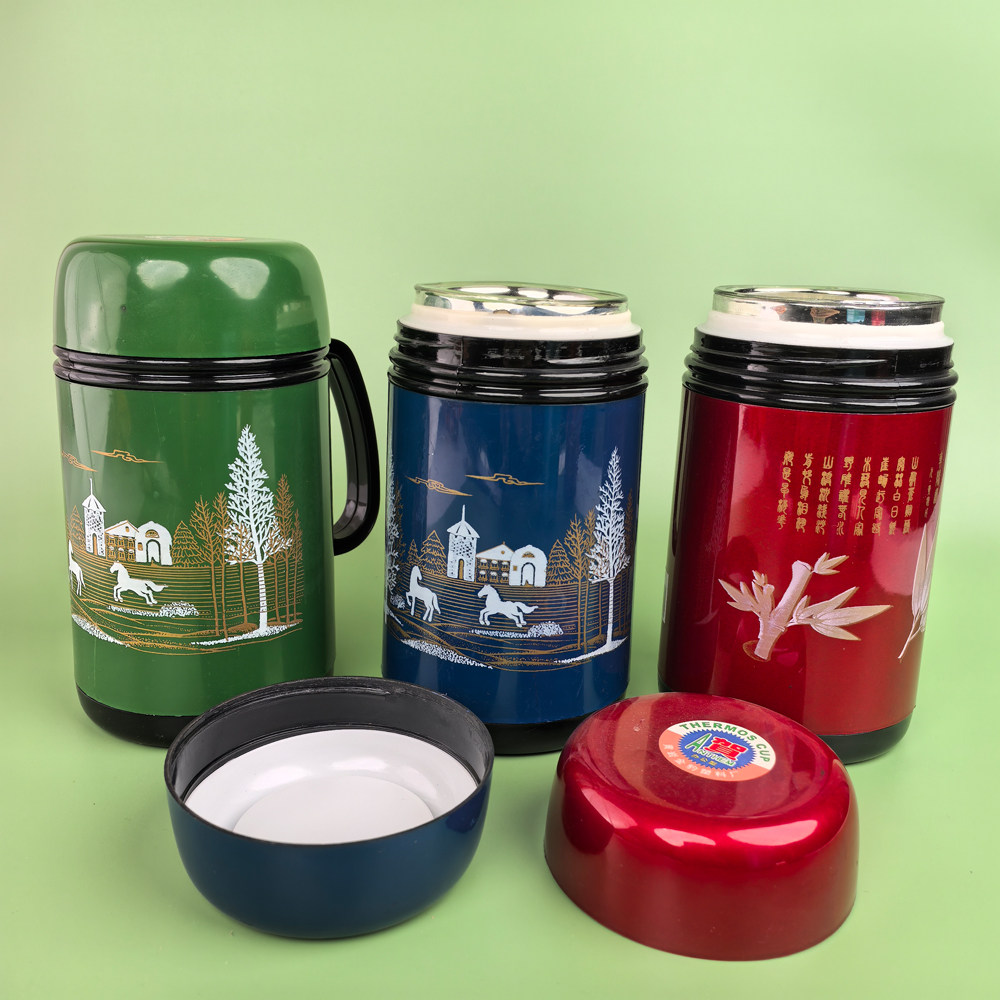 450ml大口径保温杯玻璃内胆老式复古水杯八九十年代的情怀杯子