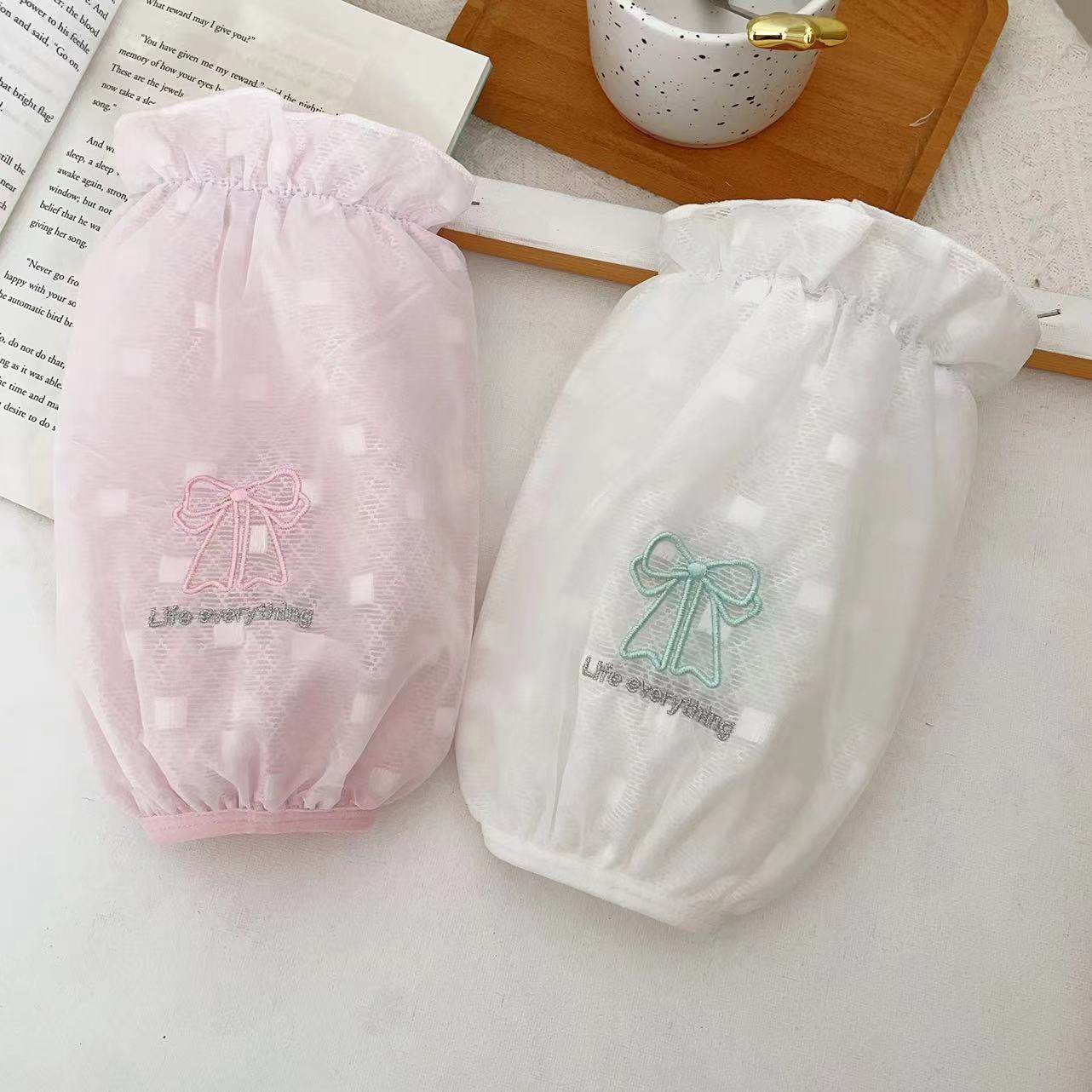 女士蕾丝袖套秋冬高颜值ins双层工作羽绒服学生防脏护袖防水儿童