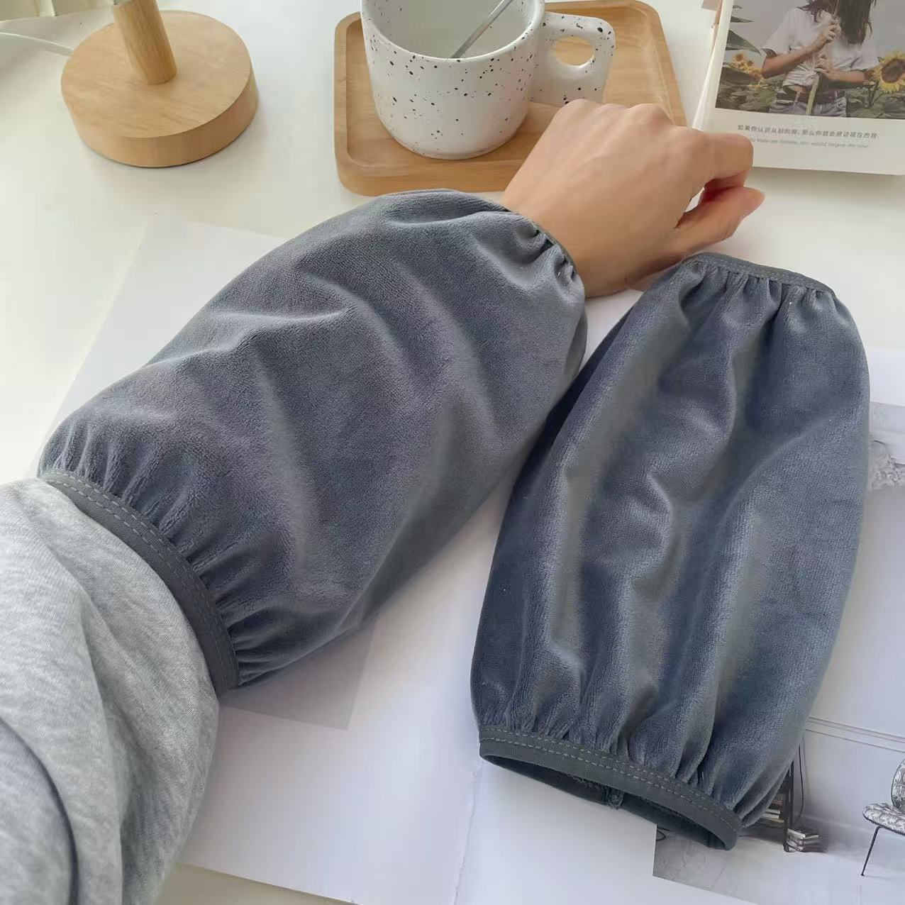 短款袖套成人秋冬新护袖儿童男女学生基础款纯色工作黑色白色防脏