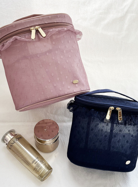 Petit Trouver仙女蕾丝控波点提花化妆包 半透明内衬网状手提桶包