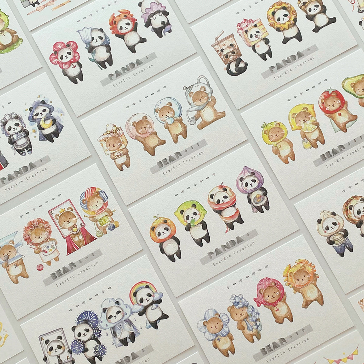 瞧你熊样明信片 everein有熊手帐 原创手绘插画熊猫棕熊pc明信片