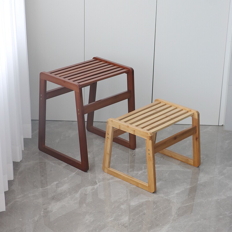 凳子家用板凳浴室网红小型客厅厕所轻奢高级儿童木凳创意竹编卧室