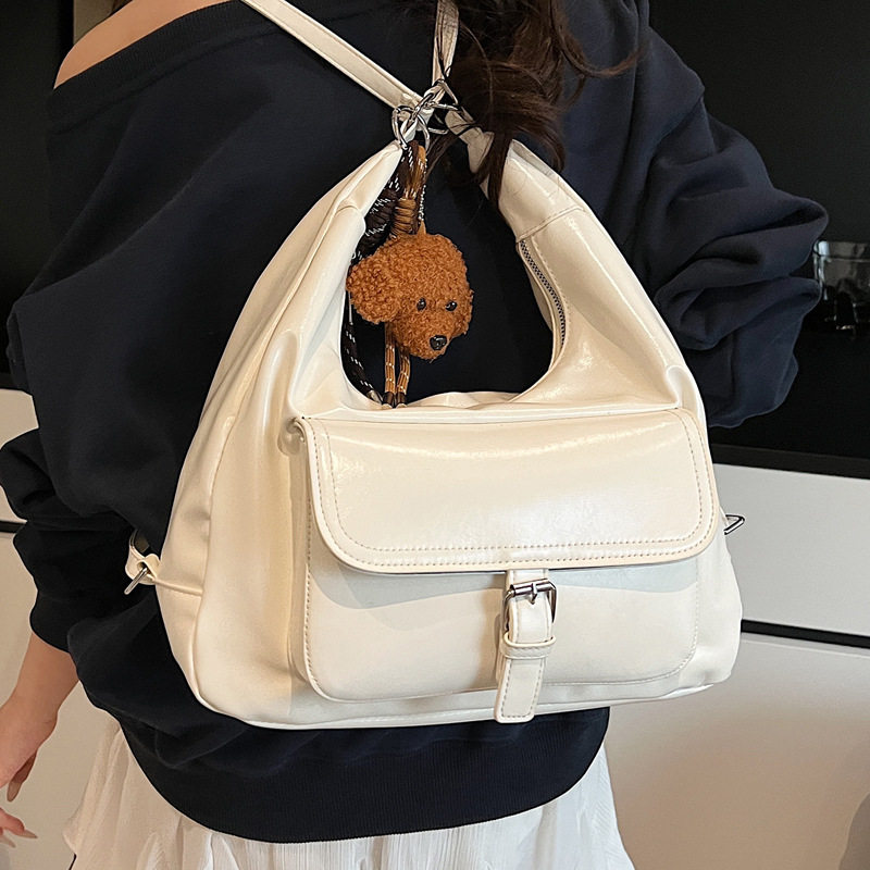 双肩包设计感小众包包女 高级感大容量白色托特包单肩斜挎多用包N