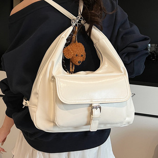 双肩包设计感小众包包女 高级感大容量白色托特包单肩斜挎多用包N