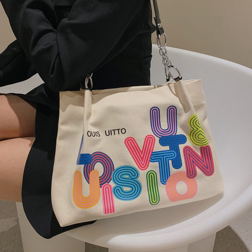 大容量包包女士2025秋季新款韩系百搭ins单肩包街头帆布包托特包N