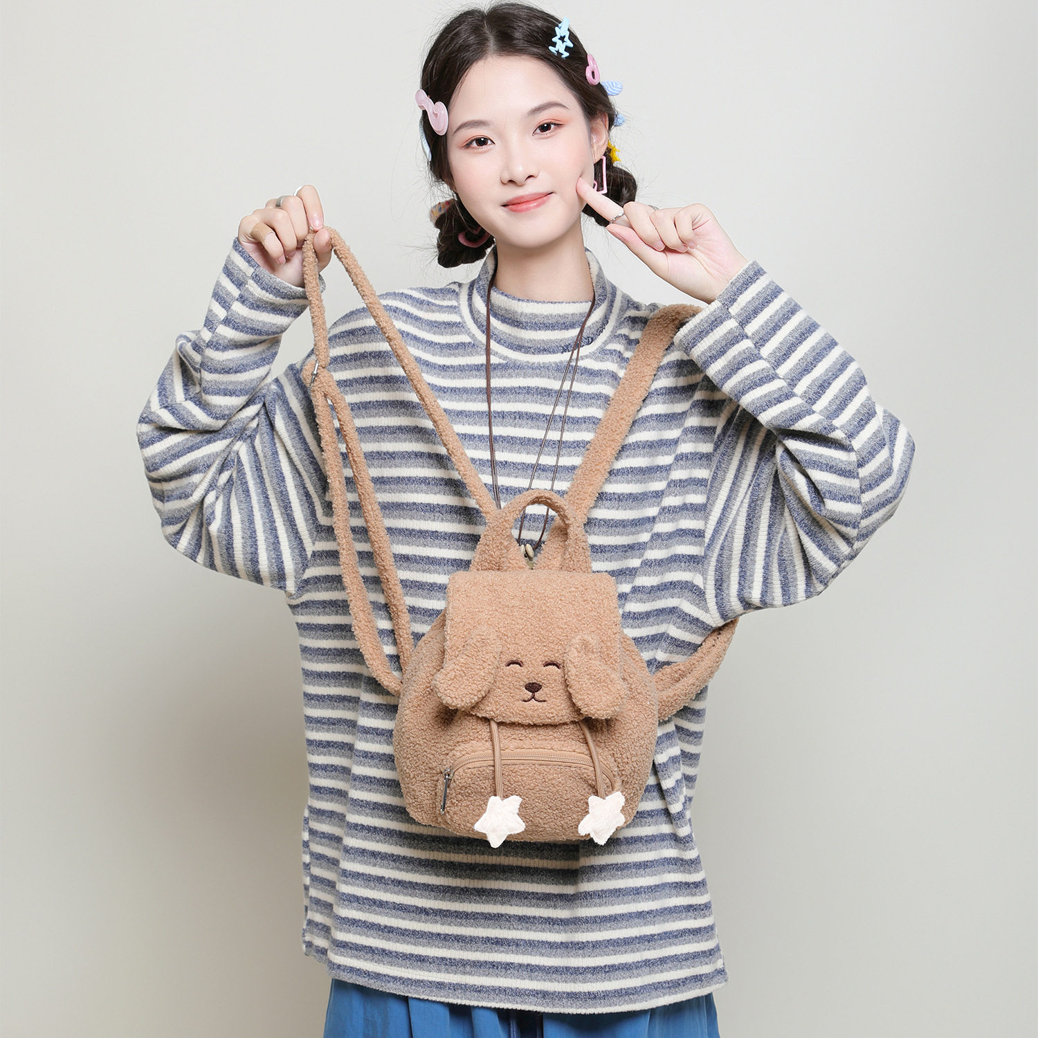 秋冬包包女2025新款毛绒小背包 可爱咖色毛毛单双肩两用抽绳书包C,箱包皮具/热销女包/男包,单肩包,淘宝优惠券,粉丝福利购,淘宝优惠卷