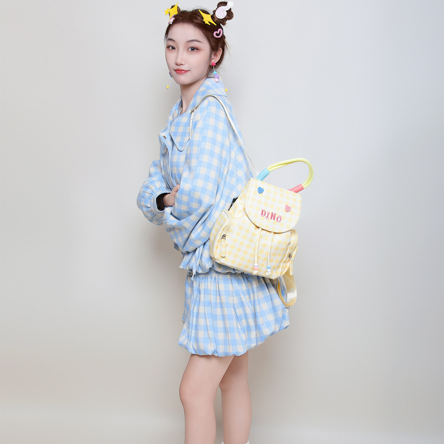 2025秋新款高颜值格子双肩包 小众甜酷少女书包高质感通勤小背包C,箱包皮具/热销女包/男包,单肩包,淘宝优惠券,粉丝福利购,淘宝优惠卷