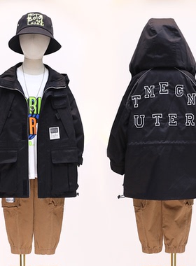 品牌童装儿童潮版夹克春秋季棉质新品男童韩版工装连帽风衣19925