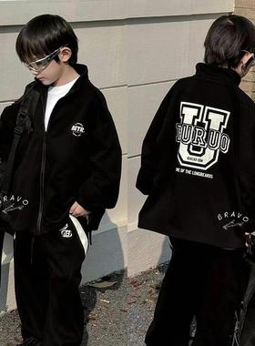 布芮欧童装儿童潮版外套2025春新款男童韩范宽松拉链衫86387