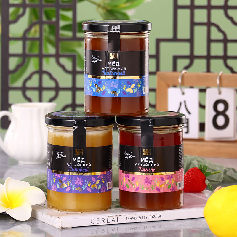 俄罗斯进口蜂蜜原装原瓶椴树蜜当归蜜森林蜜针叶蜜百花蜜葵花蜜