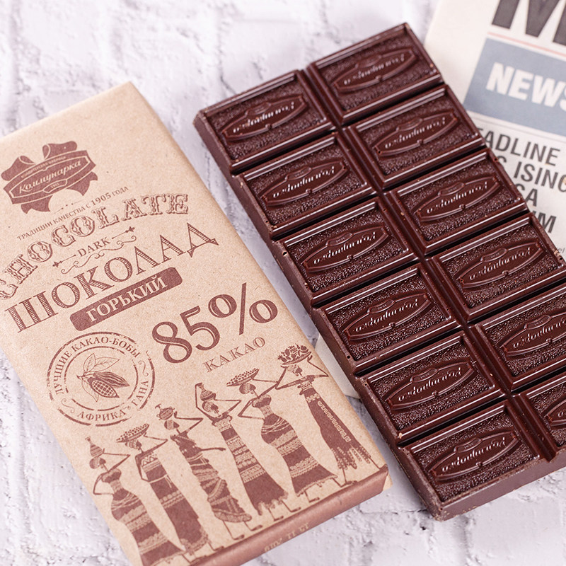 白俄罗斯进口黑巧克力排块纯可可脂68%85%休闲网红健身休闲零食