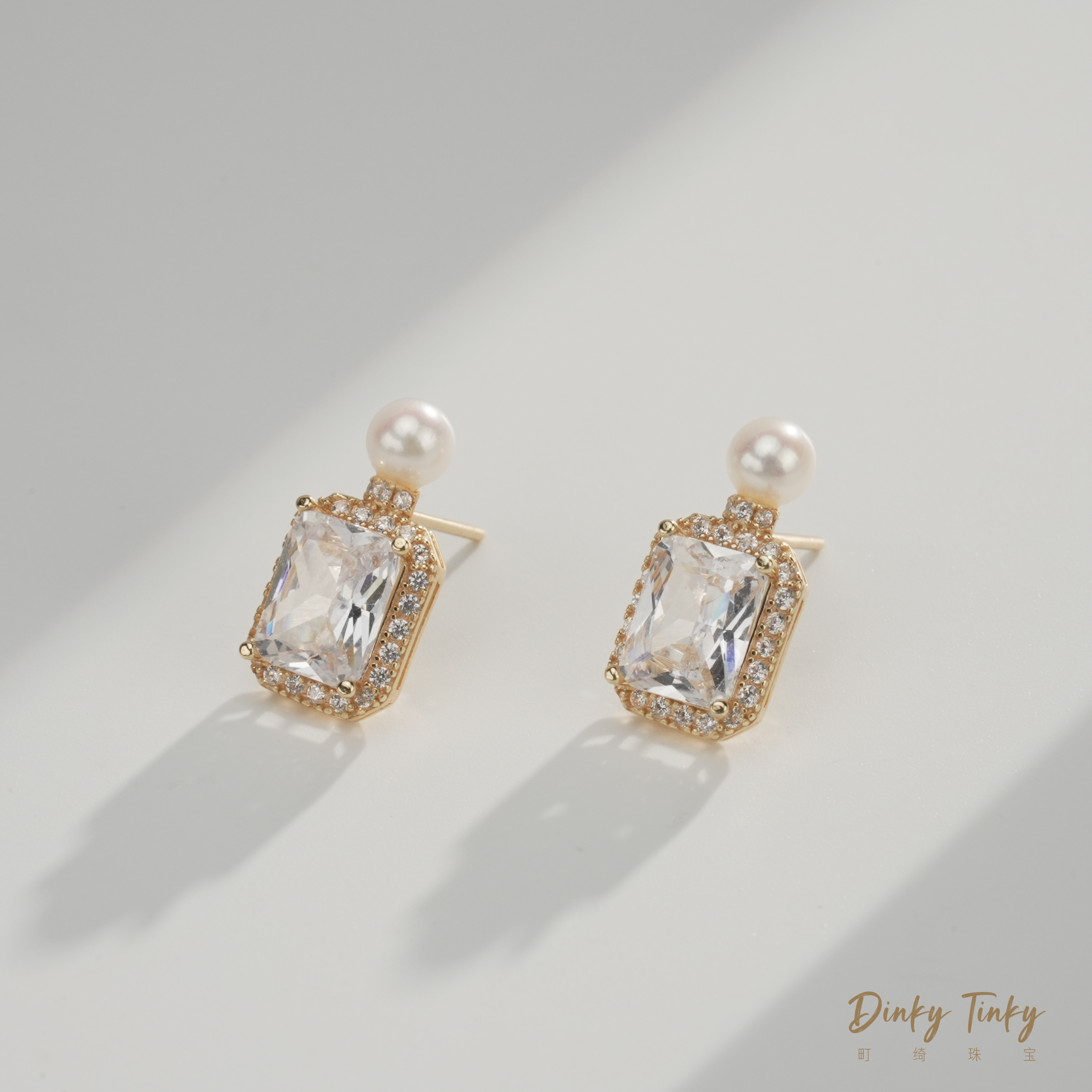 【TINKY】S925银海水Akoya4-5方糖耳钉 DSE635