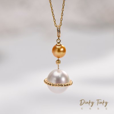 【TINKY】18K“星球”澳白+金珠keshi设计款吊坠 DSD839