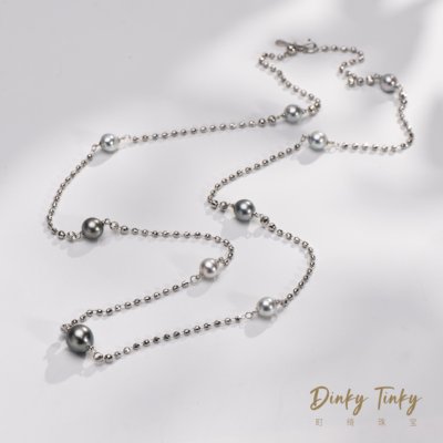 【TINKY】S925银海水大溪地+天然真多麻色毛衣链 DSL1229