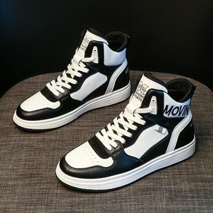 高帮鞋 小白鞋 女秋冬新款 百搭爆款 女. 加绒黑色运动休闲板鞋 3CM时尚