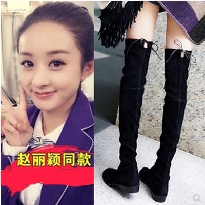 过膝长靴女2025冬季新款韩版马靴加绒棉靴子百搭长筒靴平底高筒靴