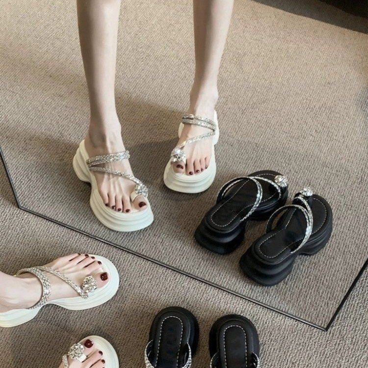 夹脚厚底人字拖鞋女凉鞋仙女风