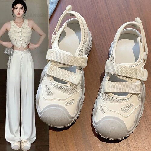 丑萌厚底包头罗马凉鞋女夏透气