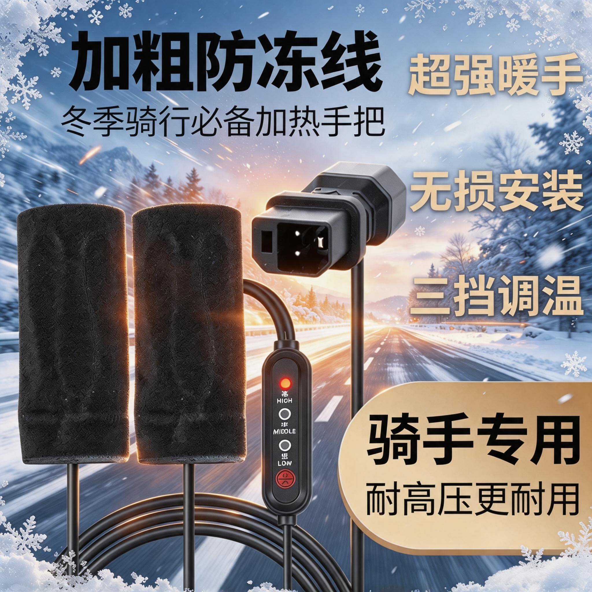 适用雅迪电动车加热手把套充电加热把手骑行外卖暖手柄保暖手神器