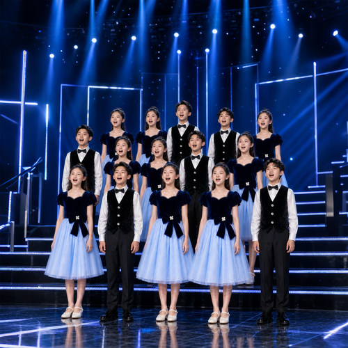 中学生艺术节合唱服表演服演出服礼服马甲套装短袖连衣裙舞台装