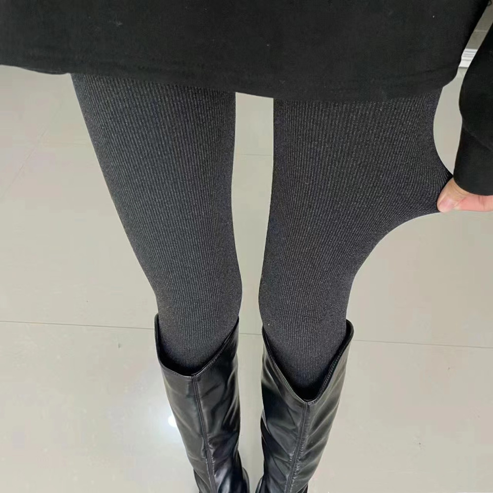 秋冬新款打底裤外穿加绒加厚保暖一体裤棉竖条显瘦高腰连裤袜