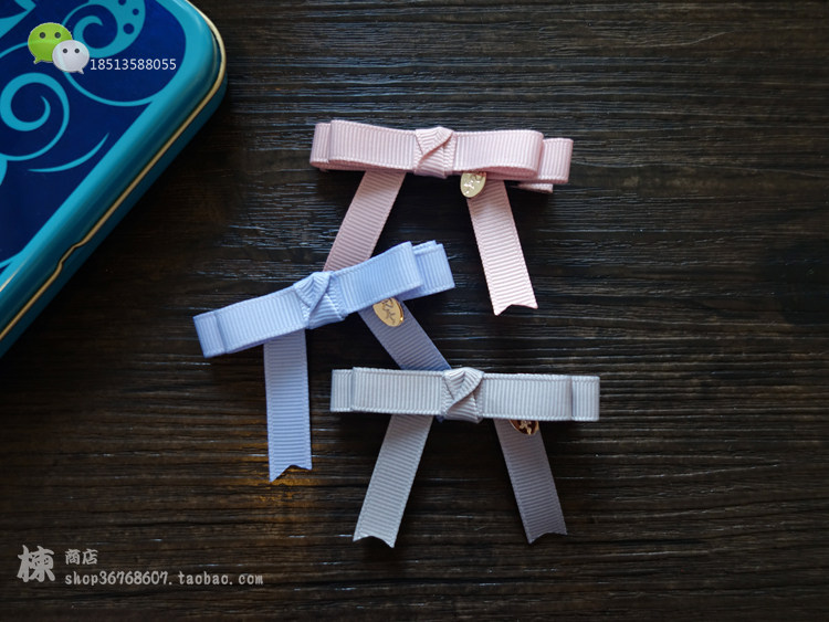 日系新款头饰reefur梨花立体粉红色蝴蝶结发夹双马尾边夹发卡包邮