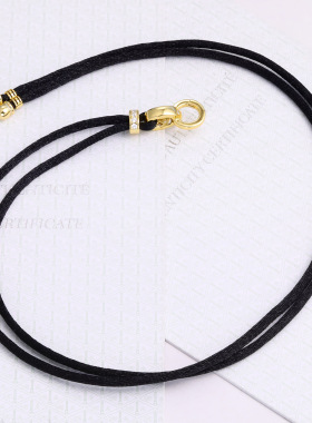 纯银镀金万能扣项链挂绳吊坠玉坠佛牌配绳毛衣链黑绳简约百搭绳子