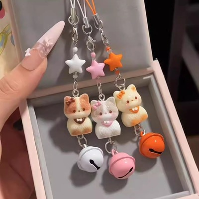 可爱新款甜美暹罗猫书包链铃铛星星吊坠卡通立体猫咪包包挂件礼物