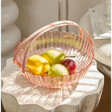 提手水果盘客厅家用茶几果盘轻奢2024新款高透乔迁新居精致零食盘