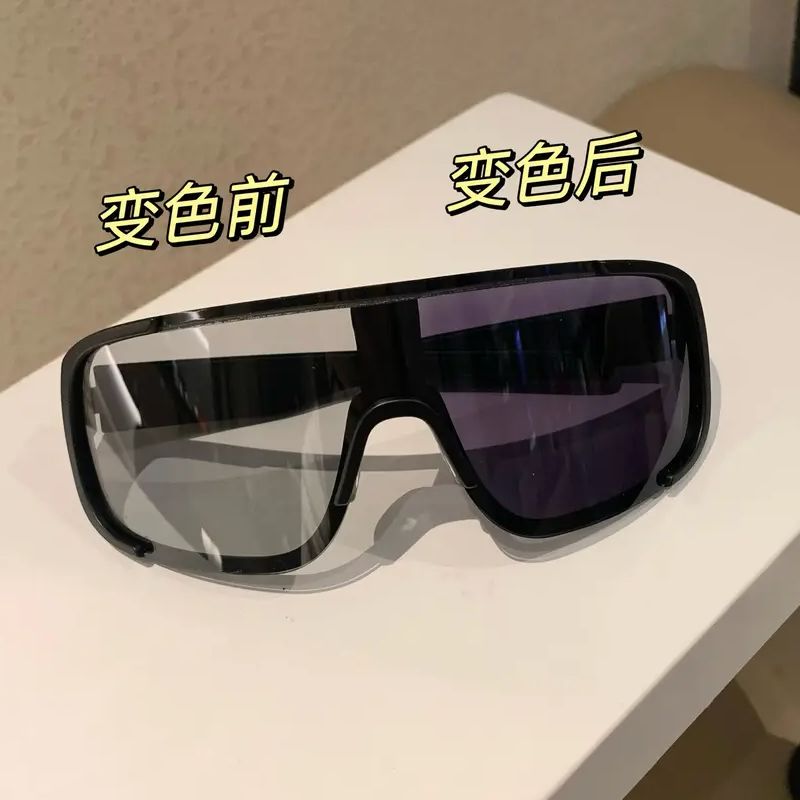 夜骑日夜两用墨镜男女大脸防风变色骑行眼镜潮反光运动护目变色镜