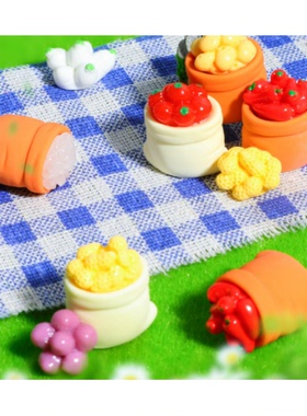 卡通DIY迷你微缩袋装蔬菜 树脂工艺品仿真创意手工摆件钥匙扣