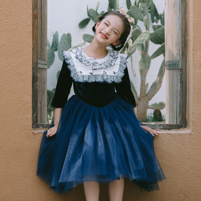 Hanakimi英国轻奢女童主持人高端定制晚礼服儿童钢琴演出公主裙