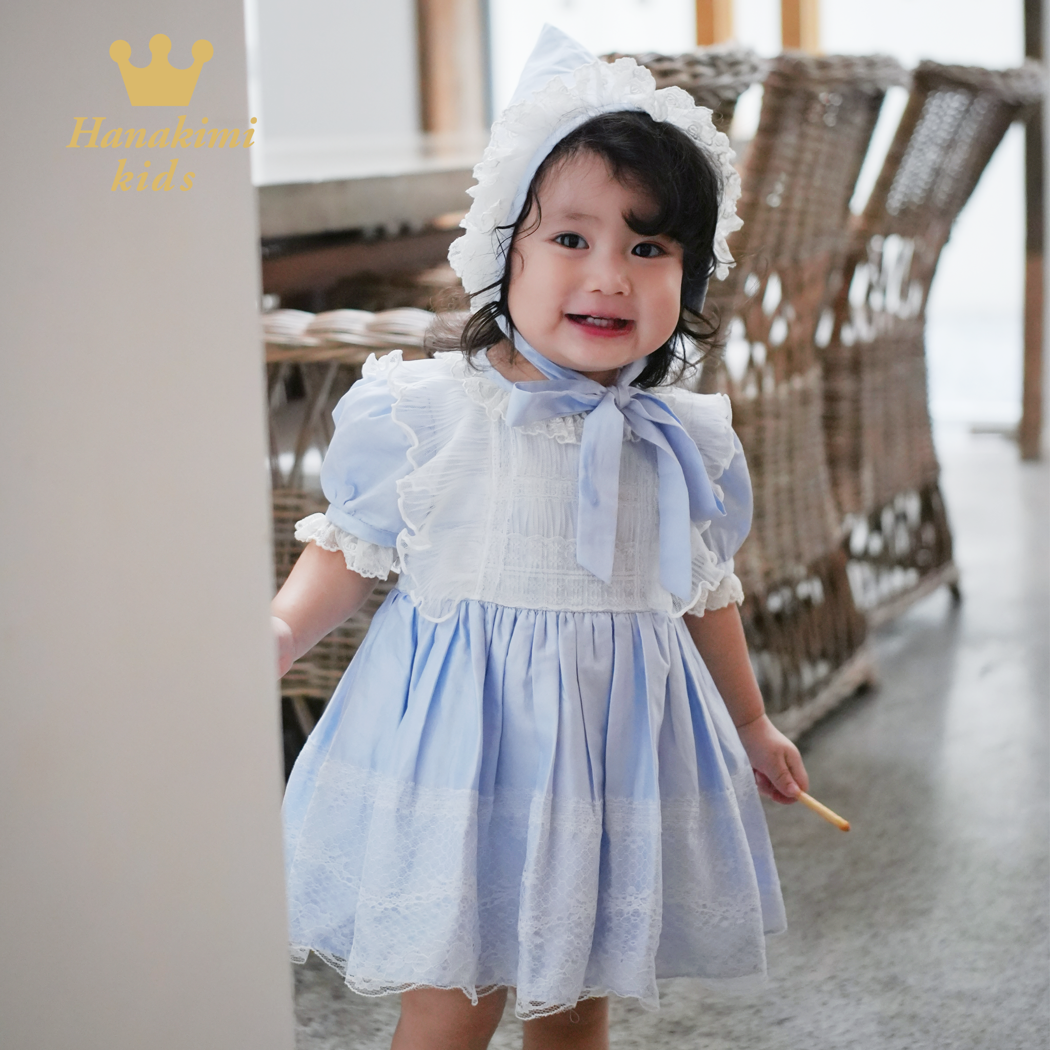 Hanakimi麒美英国高端婴幼儿周岁礼服生日礼物女童公主裙礼帽套装