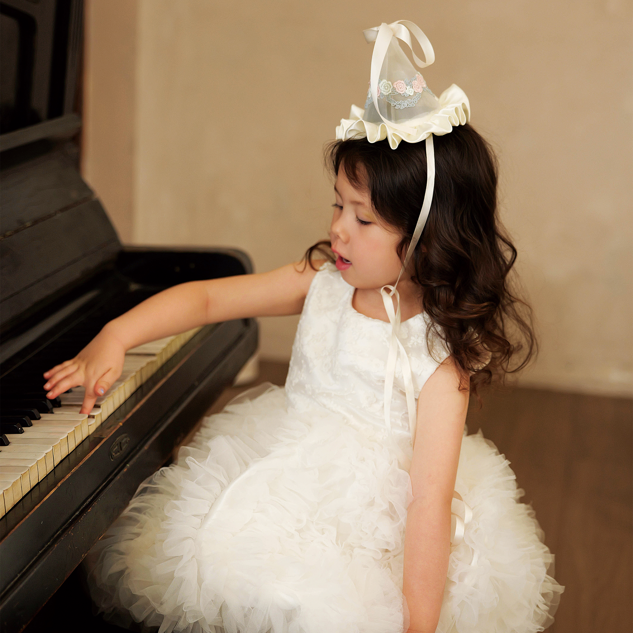 Hanakimi英国花童公主礼服生日礼物女童婚纱婴儿蓬蓬蛋糕裙演出服