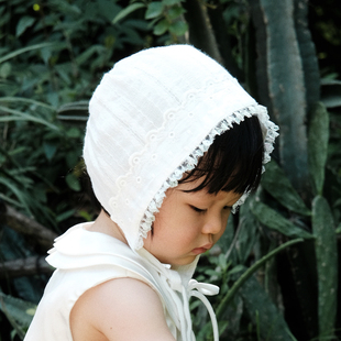 Hanakimi麒美英国蕾丝春夏新生婴儿满月宝宝百天礼物出院胎帽子