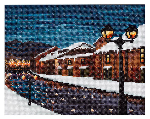 日本 cosmo十字绣材料包 日本传统风景 522004 (小樽运河的雪景)
