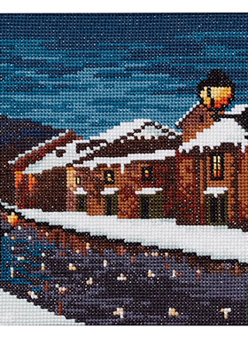 日本 cosmo十字绣材料包 日本传统风景 522004 (小樽运河的雪景）
