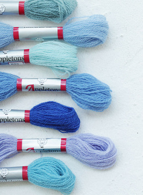 英国进口appletons 100%细羊毛刺绣线 蓝绿色系82色可选