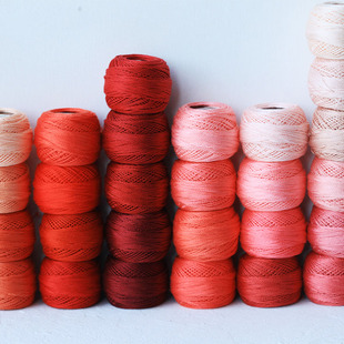 法国DMC8号蕾丝线 珠光线 梭编/钩编线 刺绣线 红粉系列 50色