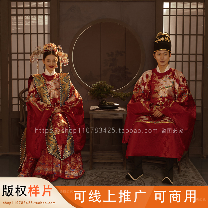 2024年展会婚纱照新样片影楼摄影放大古装新中式室内景旗袍客样照