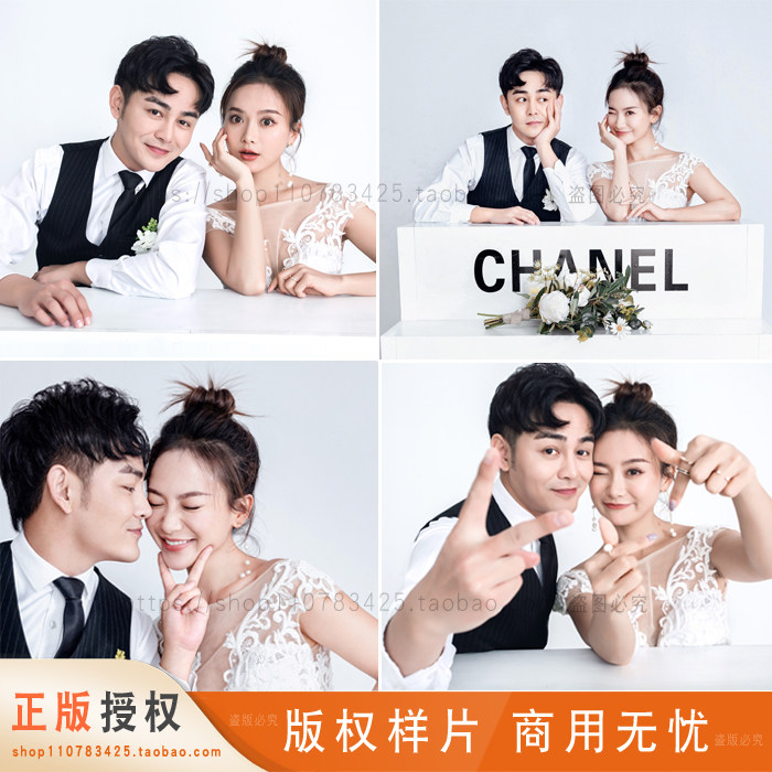 婚纱照新样片展会室内纯色背景单色高端放大新样照有版权