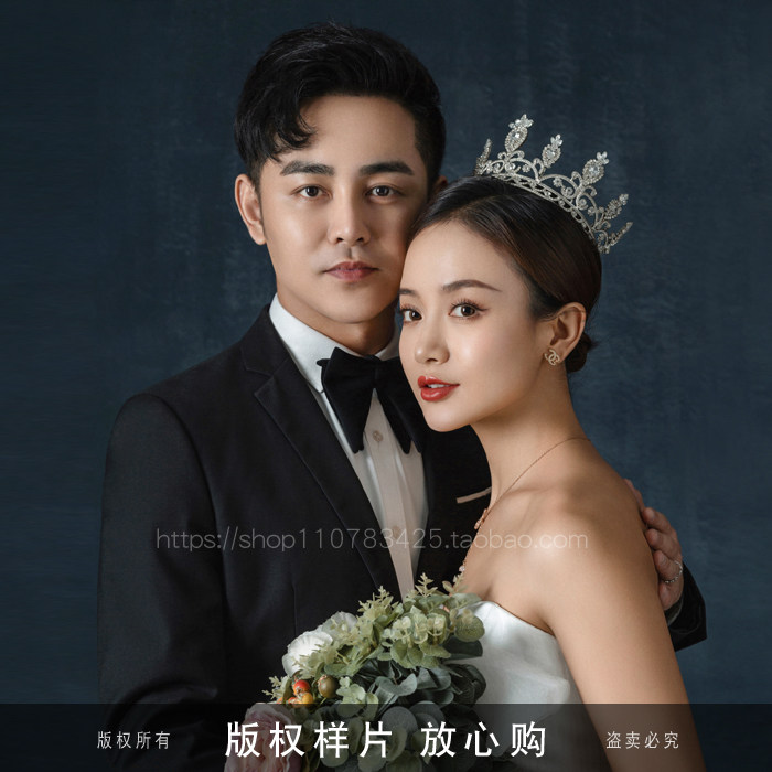 展会婚纱照新样片影楼摄影新中式纯色室内景复古韩式客样照带版权