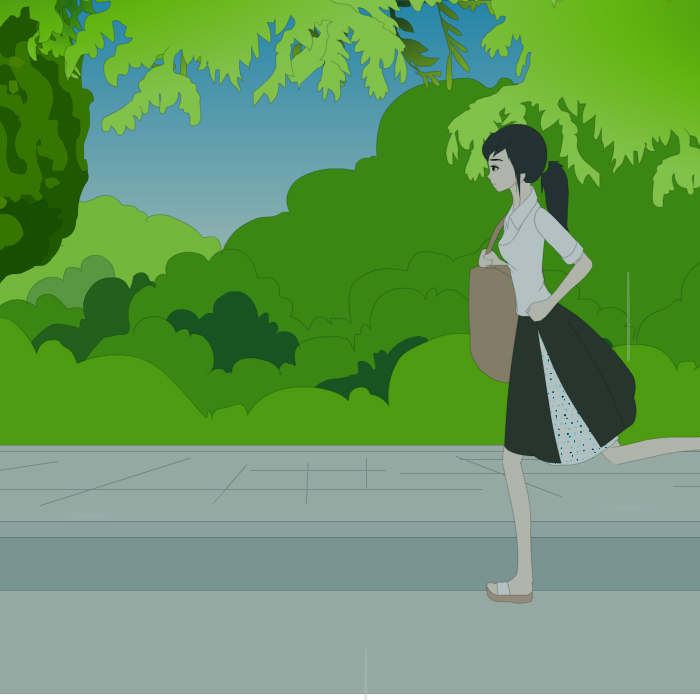 下雨大街上奔跑的女孩人物动画素材flash动画源文件人物侧面跑步