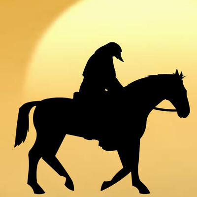 骑马走路的人物剪影10.9秒手绘逐帧动画源文件flash