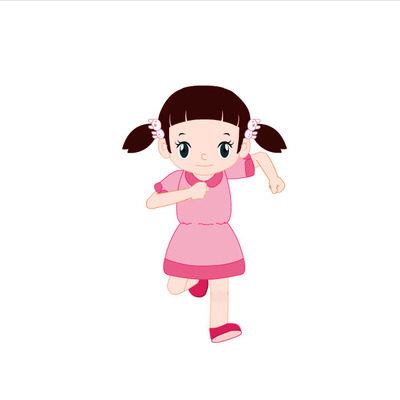 女孩正面跑步动作卡通人物运动规律flash动画源文件