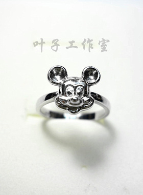 卡通动物米奇925纯银戒指