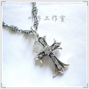 【皇冠店铺】堂本光一周边同款双面十字架镶钻925纯银项链毛衣链