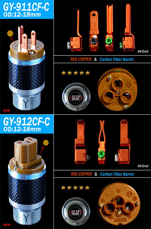 德国雅堡YARBO GY-911CF-C碳纤维紫铜CD功放美标电源线插头尾