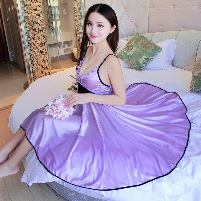 冰丝夏季性感甜美吊带睡裙家居服